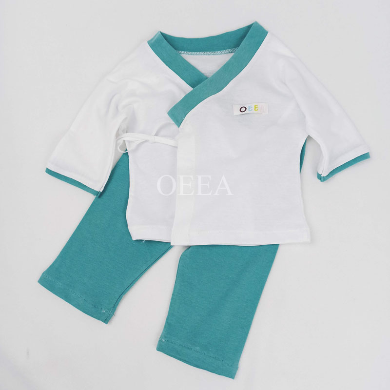 OEEA Green linen cloth Baby Bodysuit