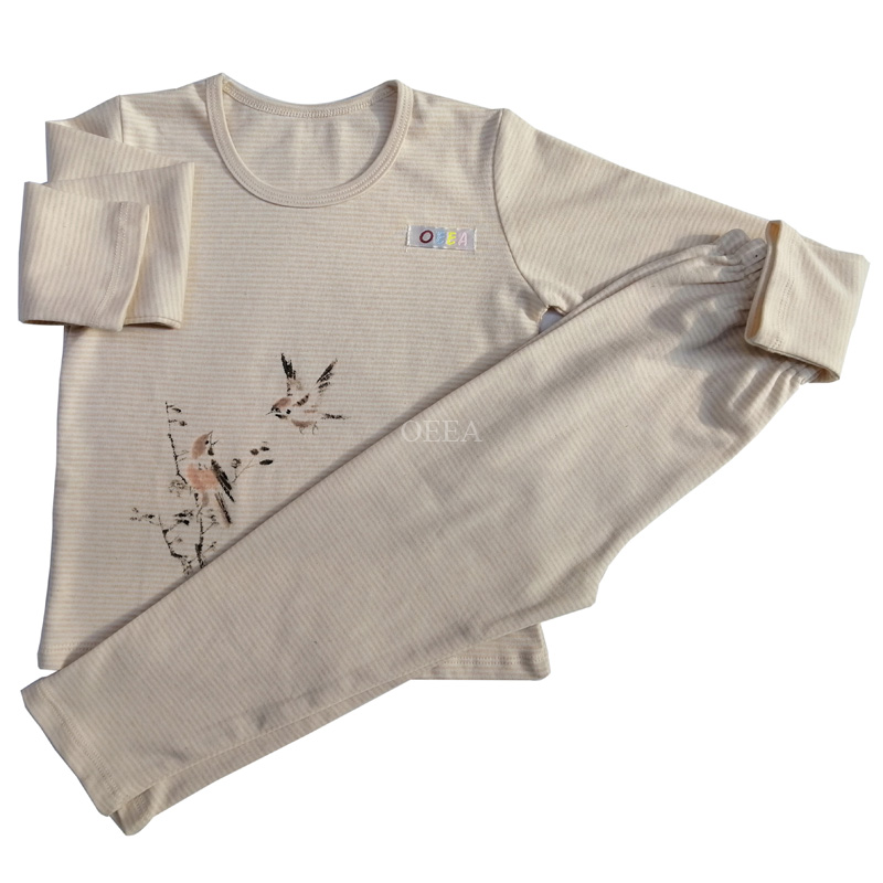 OEEA Langärmelige Kleinkind-Unterwäsche aus Tinte und Blumen in Baumwolle