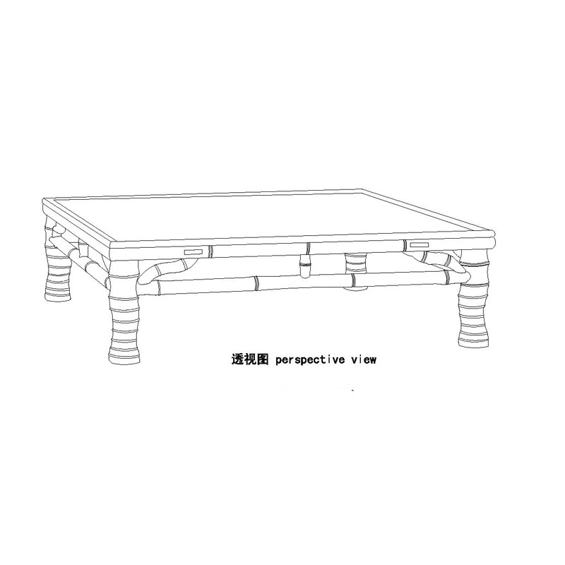 Rosewood Qing waistless square kang table of bamboo material style