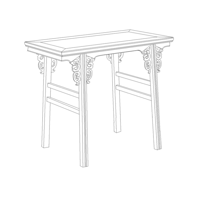 Rosewood Ming dynasty narrow rectangular recessed-leg table