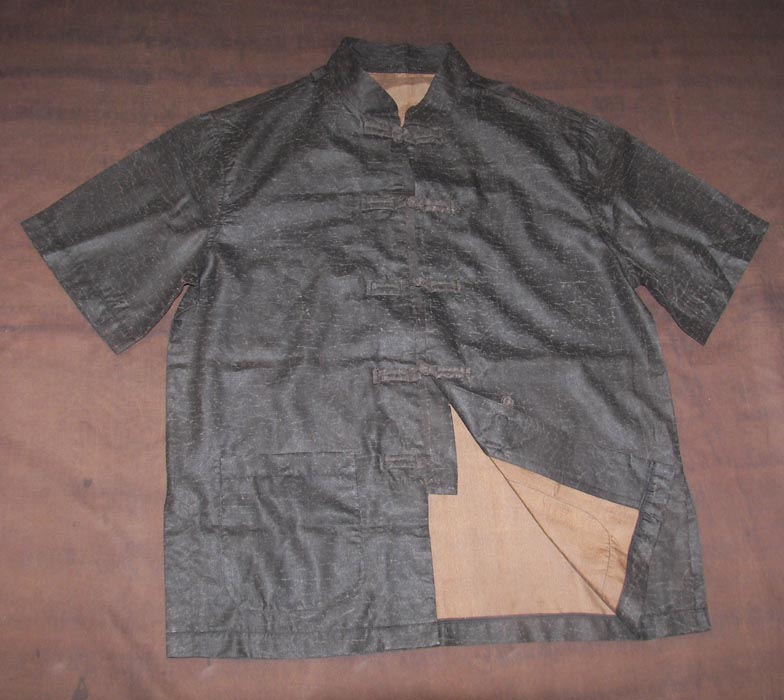 Victory pattern Xiangyunsha silk short sleeve men tang suits