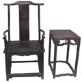 Ebony Chinese Ming official hat armchair (Three-piece)